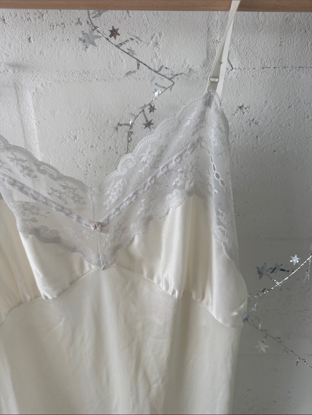 Boho White Lace Satin Slip Dress - Picture 3 of 6